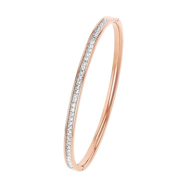 s.Oliver Armreif Edelstahl Damen Armschmuck, mit Kristall, 6,3 cm, Weiß, Kommt in Schmuck Geschenk Box, 2018536 im Sale